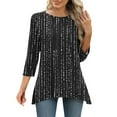 thumbnail image 4 of Womens Tunic Top 3/4 Long Sleeve Tunics for Women Plus Size Round Neck Longline Tops for Leggings Ladies Swing T Shirt Casual Loose Stretch Comfortable Blouses Shirts Black XL, 4 of 7