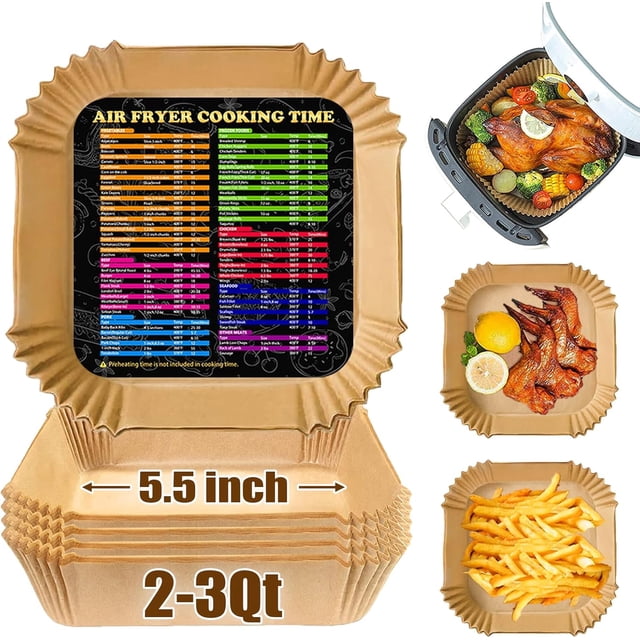 Paper Liners for Small Air Fryers, 5.5inch Square, Compatible with Cosori, Dash, Instant Vortex & Other 2-3Qt Mini Air Fryers, 100PCS