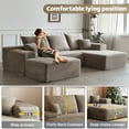thumbnail image 2 of Wiilayok 107" Cloud Sectional Sofa with 1 Ottoman,Modern Minimalist Upholstered Couches,Oversized Boneless Comfort U Shaped Sofa for Living Room,Deep Seat Corner Couch,Brown(Plush Corduroy Fabric), 2 of 7