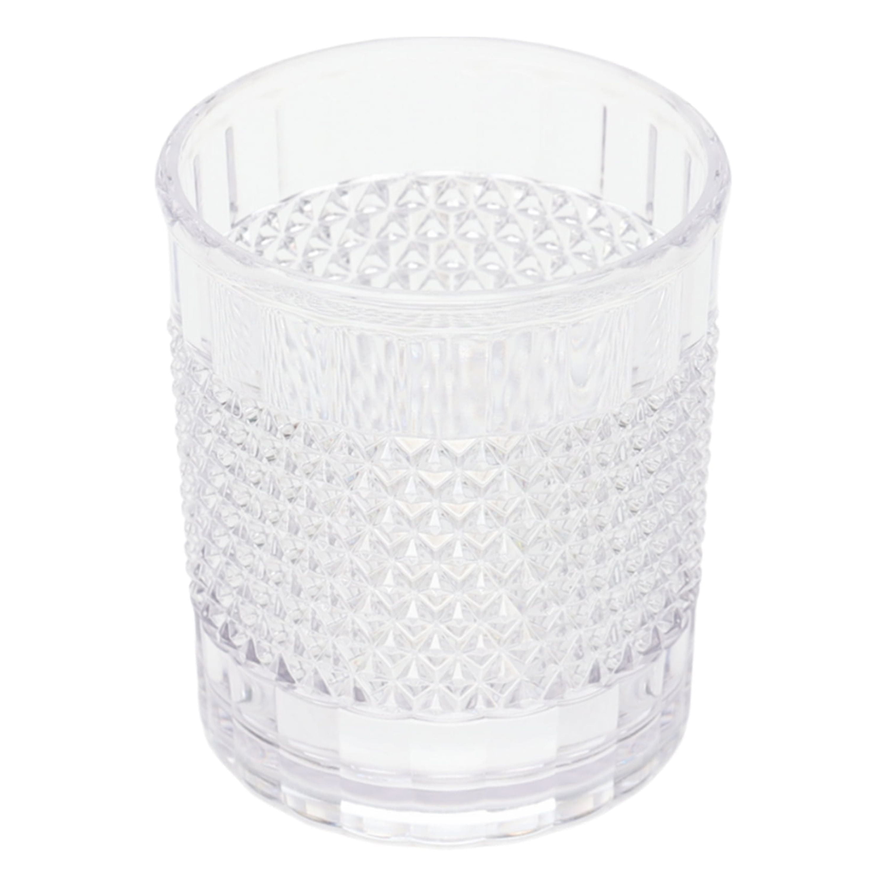 (6 pack) Mainstays 14-Ounce Short Acrylic Diamond Texture Tumbler, Clear