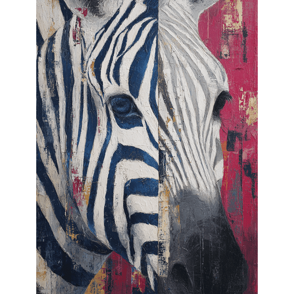 Abstract Zebra Portrait Canvas Print, Wall Decor for Living Room Bedroom Office Hotel Gallery