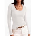thumbnail image 6 of PRETTYGARDEN Women's Fall Lightweight Ribbed Knit Sweaters | Stretchy Cozy Knitwear,Scalloped Scoop Neck,Long Sleeve Shirts,Slim Fitted Pullover,Basic Layering Tops,Cute Casual Outfits, 6 of 9