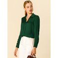 thumbnail image 2 of Camisa de trabajo Unique Bargains de manga larga blusa elegante cuello En V oficina mujer Verde oscuro S, 2 of 6