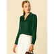 thumbnail image 2 of Camisa de trabajo Unique Bargains de manga larga blusa elegante cuello En V oficina mujer Verde oscuro S, 2 of 6