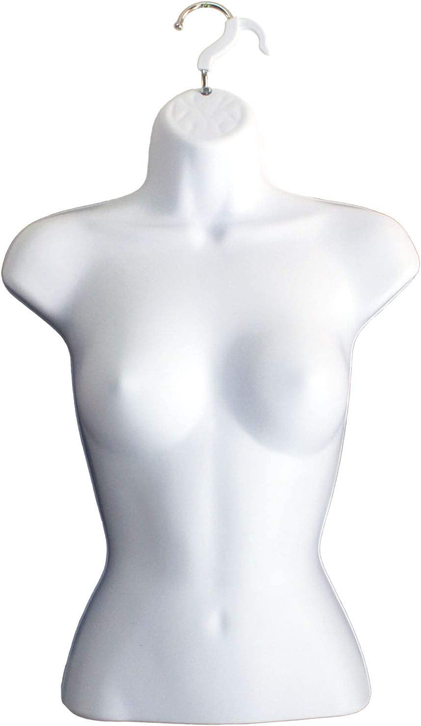 Male Female Dress Form Mannequin Body Torsos with One Stand (White) and 2 Hangers