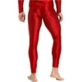 thumbnail image 3 of vastwit Men's Oil Glossy Tights Opaque Compression Pants Stretchy Leggings Burgundy XL, 3 of 5
