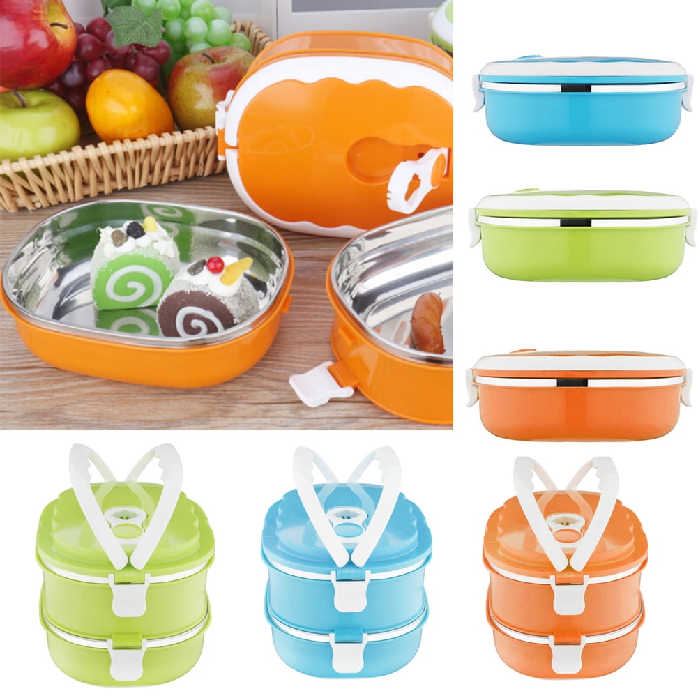 Cheers.US 1/2 Layer Rectangle Stainless Steel Bento Box with Seal