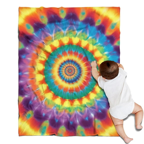 Colorful Rainbow Tie Dye Spiral Pattern Blanket,Comfortable Soft Flannel Throw Blanket,All Season,Warm Lightweight Blankets for Sofa Bed Couch Living Room Chair,30"x40"