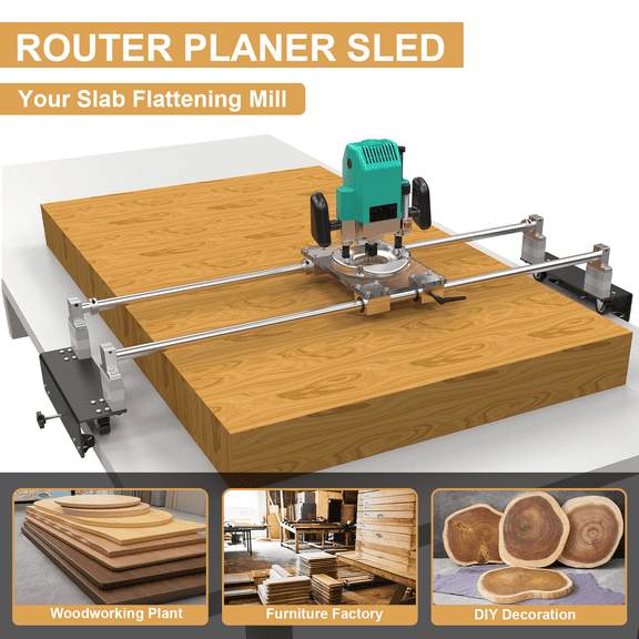 Router Sled, Slab Flattening Jig, DIY Woodworking Router Sled for Flattening Slabs with Height Adjustable