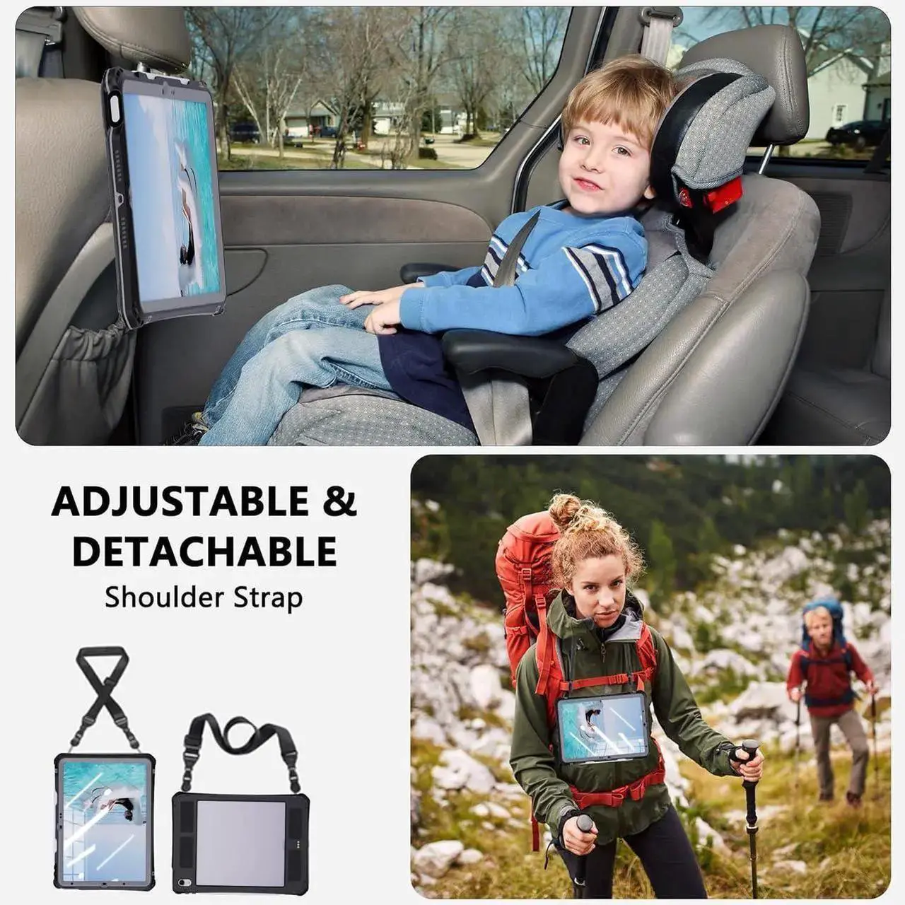 Waterproof Case for iPad Air 11 Inch Case M4/M3/M2 (2026/2025/2024), iPad Air 6th/5th/4th Generation 10.9 Inch 2022/2020 with Screen Protector Pencil Holder & Stand & Shoulder Strap & Handle