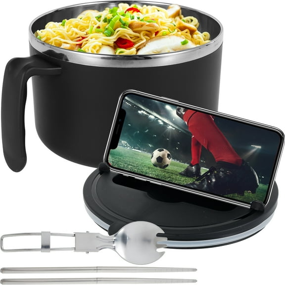 NUAHRHY Rapid Ramen Bowl with Filterable Lid 1200ml Microwave Ramen Noodle Bowl with Spoon Chopsticks BPA Free Ramen Cooker Bowl