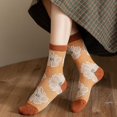 thumbnail image 2 of Retro Flower Socks, Women's Wool Socks For Autumn, Winter Mid-calf Socks, Thickened And Velvet Outer Stockings For Winter Cotton Socks, 2 of 5