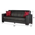 thumbnail image 3 of Beyan Signature Vermont 84" Faux Leather Convertible Sleeper Sofa in Black, 3 of 3