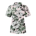 thumbnail image 4 of Huresd Hawaiian Shirts for Women Palm Tree Button Down Short Sleeve Holiday Tropical Blouse White S, 4 of 5