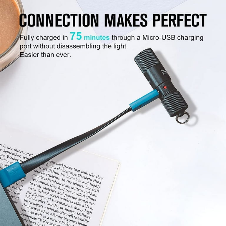 Mini Keychain Flashlight - USB Rechargeable, 130 Lumen, Waterproof, 2 Modes With Key Ring & Necklace