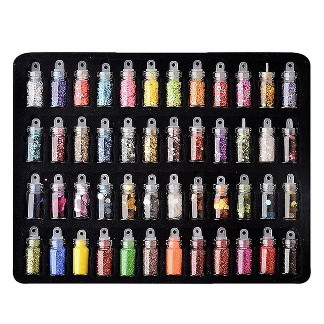 de 48 botellas Polvo elegante con para decoración de uñas para herramientas de decoración de tarjetas para manualidades de teléfonos SM SunniMix Etiqueta engomada del arte del clavo 3D