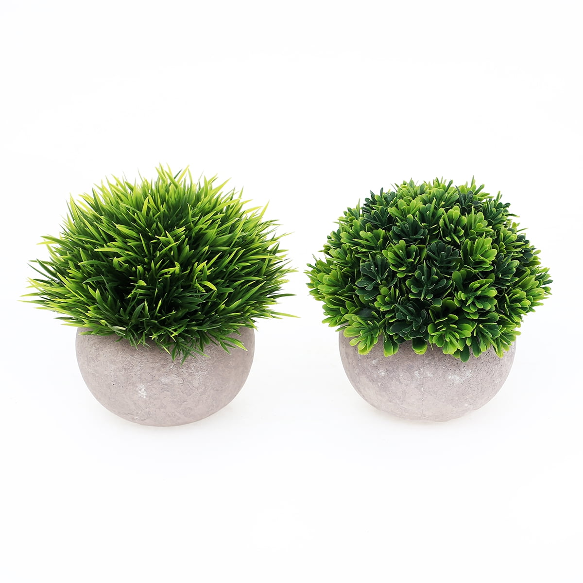 Home Indoor Room Decorations Artificial Plants,Mini Potted Fake Plants 2 Packs Green Grass Faux Greenery Topiary Shrubs for Office