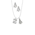 thumbnail image 2 of Delight Jewelry Silvertone Crystal Initial - Z - Silver tone Zig Zag Christmas Tree Charm Necklace and Stud Earrings, 2 of 4