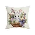thumbnail image 2 of Basket with Easter Bunny Eggs Decorative Throw Pillow Cover, Watercolor Pattern Square Pillowcase Blended Double-Sided for Sofa Bedroom Living Room, 17.7x17.7 Inch, 2 of 7