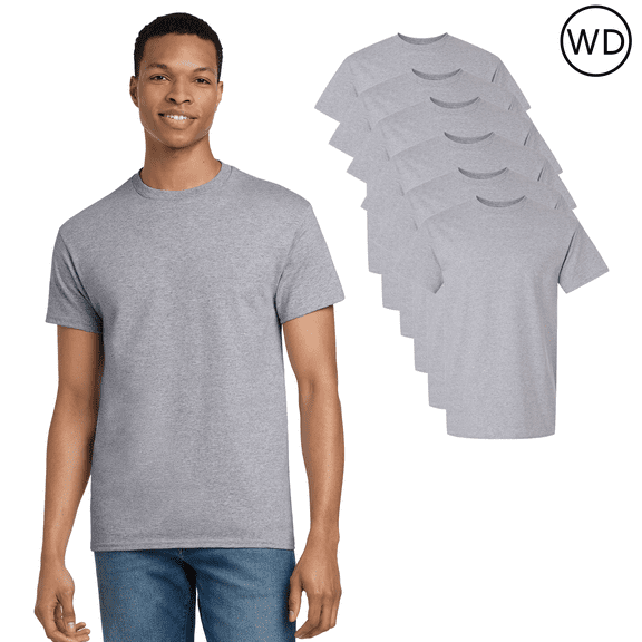 Gildan Ultra Cotton T Shirt, Men’s Short Sleeve 100% Cotton Classic Fit Crew Neck Tee, Sport Grey 6 Pack, S