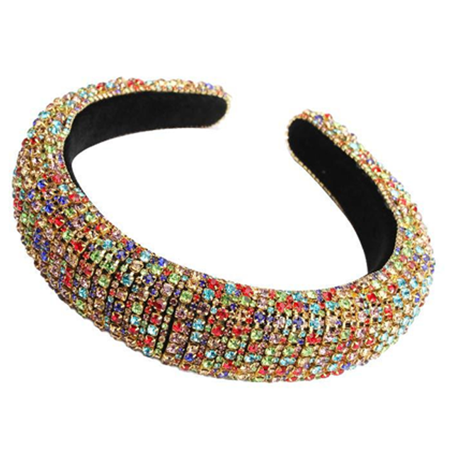 Diadema con diamantes de imitación, diadema ancha con cuentas de cristal y joyas, accesorios para el cabello con purpurina para mujeres y niñas