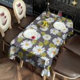 thumbnail image 2 of Darkgray Daisy Flower Green Leaves Pattern Rectangle Tablecloth 60"x102",Waterproof Polyester Rectangle Table Cloth, Wipeable Spillproof Polyester Tablecloth for Dining, Camping, Indoor and Outdoor, 2 of 6