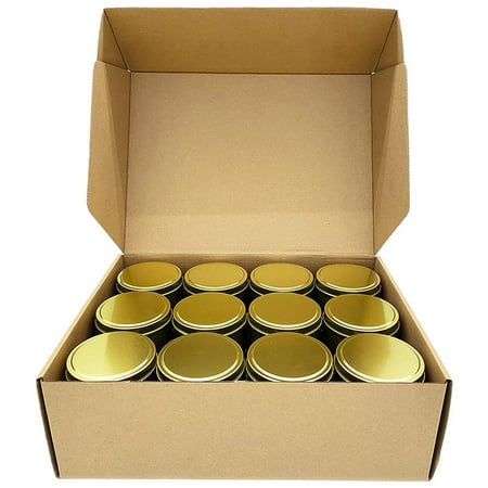 

Candle Tins 24 Piece 4Oz Metal Candle Containers for Making Candles Arts & Crafts Dry Storage Gold