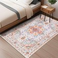 thumbnail image 3 of ARJINCUTE Non Slips Boho Area Rugs 4' x 6', Vintage Floor Carpet, Soft Touch Low Pile Machine Washable, Orange-Red, 3 of 7
