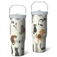 thumbnail image 2 of 1pc Cat Lovers 30oz Tumbler with Straw & Handle - Insulated Stainless Steel Cup | Holiday Gift for Man Women (Christmas, Valentine's, Birthday), 2 of 7
