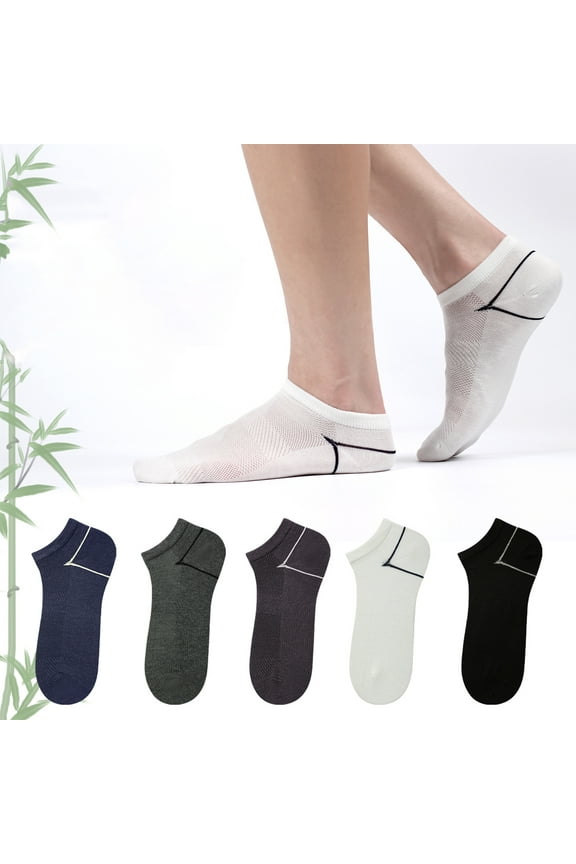 Bamboo fiber Socks With Mesh , Breathable Boat Socks , Anti-Odor Sock , Absorb Perspiration Sock For Men (One Size,5 Pairs)