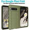 thumbnail image 2 of Case with Clip for Google Pixel Fold (2023), Nakedcellphone Rugged Phone Cover and [Rotating Ratchet] Belt Hip Holster Holder View Stand Combo - Olive OD Green, 2 of 10