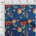 thumbnail image 1 of oneOone Cotton Silk Royal Blue Fabric Flower & Leaves Watercolor Sewing Material Print Fabric By The Yard 42 Inch Wide, 1 of 4