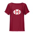 thumbnail image 5 of Blusa de manga corta con estampado de béisbol y cuello redondo de algodón y cáñamo para mujer OAVQHLG3B Store  lin121212, 5 of 5