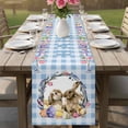 thumbnail image 4 of Easter Bunny Table Runner - 108 Inch Long Spring Easter Eggs Chick Floral Blue Check Cotton and Linen Blended Dress Scarves Farmhouse Table Runner for Kitchen Dining, Coffee Table, 13" x 108", 4 of 8