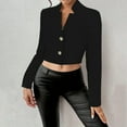 thumbnail image 2 of XFLWAM Cropped Blazers for Women Business Casual Button Down Long Sleeve Suit Jacket Trendy Dressy Work Office Blazer Black S, 2 of 7
