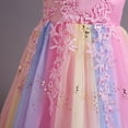 thumbnail image 4 of IBTOM CASTLE Kids Girls Long Communion Princess Dresses Flower Pageant Party Wedding Floor Length Dance Evening Gowns 9-10 Years Rainbow Pink, 4 of 8