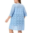 thumbnail image 3 of Agnes Orinda Women's Plus Size Cardigans Lace Lightweight Knit 3/4 Sleeves Cover Up Cardigan 4X Light Blue, 3 of 7