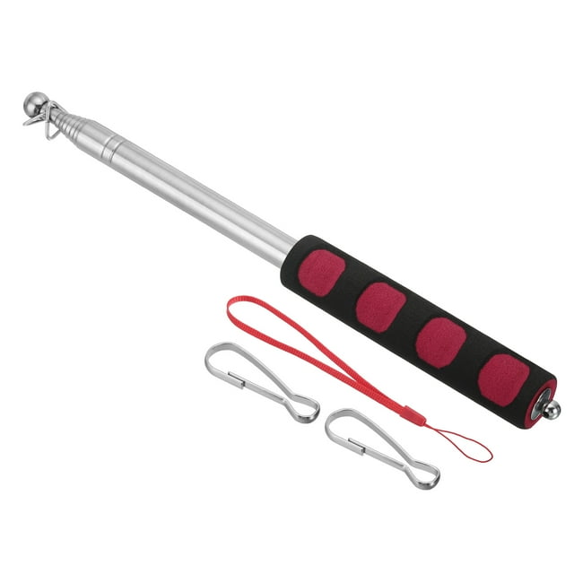 Unique Bargains 1.6M/5.2ft Telescopic Handheld Flagpoles,1Set Pointer Stick w Sponge Handle Red