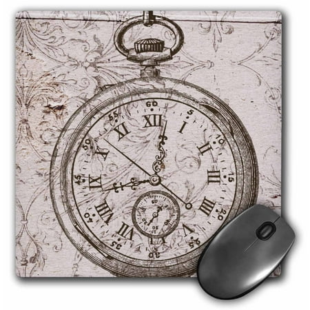 3dRose Vintage Stop Watch Steampunk Art, Mouse Pad, 8 by 8 (Best Way To Stop Mice)