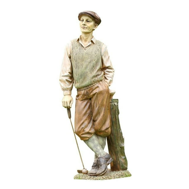 Napco 25 Inch Tall Resin Standing Golfer w/ Bag Indoor Garden Statue