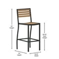 thumbnail image 6 of Flash Furniture Lark Commercial Grade Bar Height Stool, All-Weather Outdoor Bar Stool with Faux Wood Poly Resin Slats and Aluminum Frame, Teak, 6 of 12