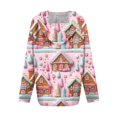 thumbnail image 6 of Women's Fashion Christmas Print Casual Zip-Up Long-Sleeve Hooded Jacket, for Outdoor Activities and Daily Use,Pink,L, 6 of 6