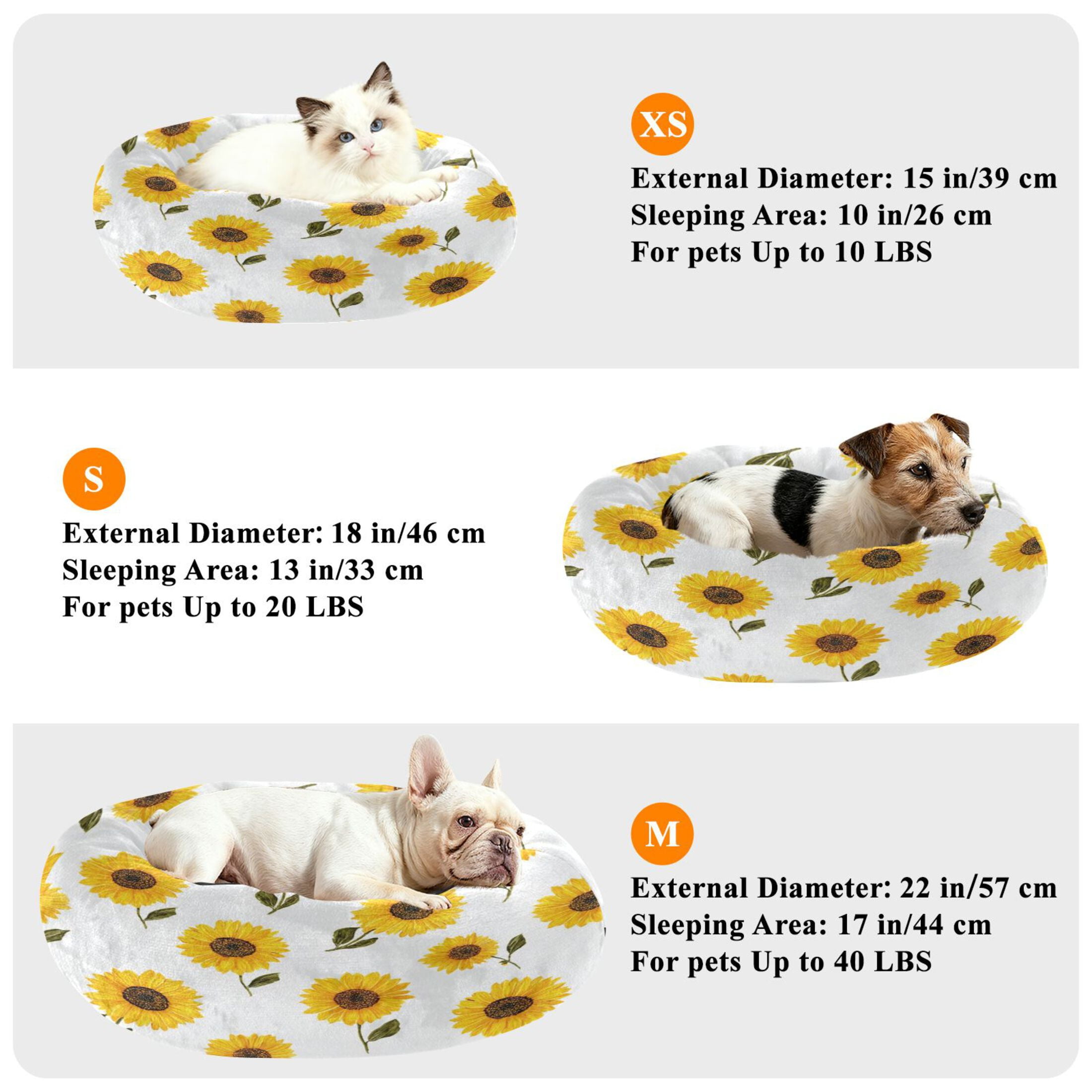 Iauyy Pet Couch Donut Cat Bed for Indoor Cats/Small Dogs Washable & Machine with Non-slip Bottom Calming Cat Furniture, Simple Yellow (M)