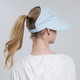 thumbnail image 5 of Summer Women Sun Protection Empty Top Hat Mesh Ice Silk Stretch Sunscreen Mask Removable Top Hat with Elastic Snap Back Visors, 5 of 6