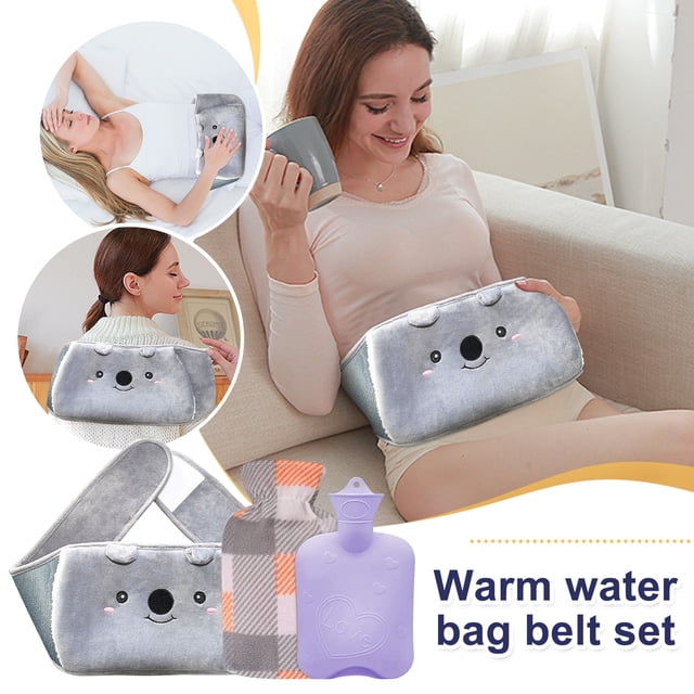 Fiudx Botellas de Caliente En Goma, Malos Antiderrames Leakguard, Funda de Franela Suave, Cinturón Ajustable para Cachorros, Alivio Menstrual, Relajación Muscular y Cuidado de Las Articulaciones, Ide
