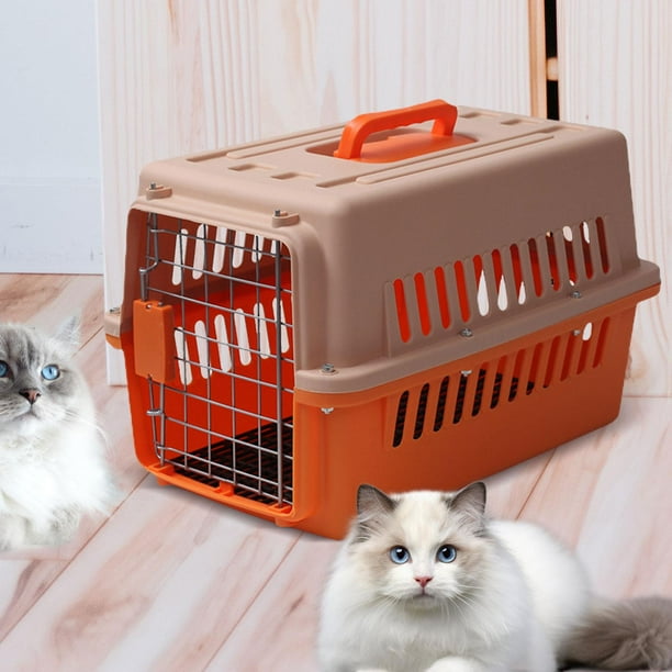 Yinanstore Pet Travel Box Pet Carrier and Handle Airline Approved Wire Door Travel Dogs Crate for Camping Indoor Outdoor Small Medium Dog Orange Walmart