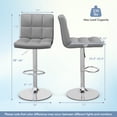 thumbnail image 3 of Gymax Ensemble de 2 Tabourets de Bar Pivotants Réglables Hauteur Comptoir Chaise de Bar Cuir PU Gris, 3 of 7