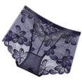 thumbnail image 4 of Bragas de encaje Mujeres Sexy Calzoncillos sin costuras huecos Cintura media Levantamiento de cadera Ropa interior transpirable, Azul, L Yuarrent AP001201-16B, 4 of 7
