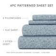 thumbnail image 4 of Noble Linens 4 Piece Pattern Microfiber Bed Sheets Set, Light Blue Chambray Style, Queen, 4 of 10