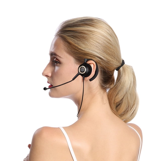 Peahefy Rear Mounted Headset, Service Headset,Call Center Headset with Mic Rear Mounted Noise Canceling Customer Service Headset 3.5mm